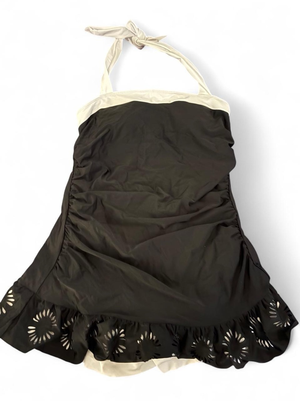 RIHOAS Black and Cream Halter Swimsuit